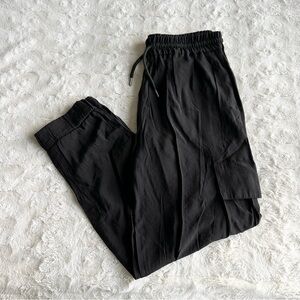 Zara Joggers Pants Womens Black Cargo Drawstring Lightweight Streetwear Skater